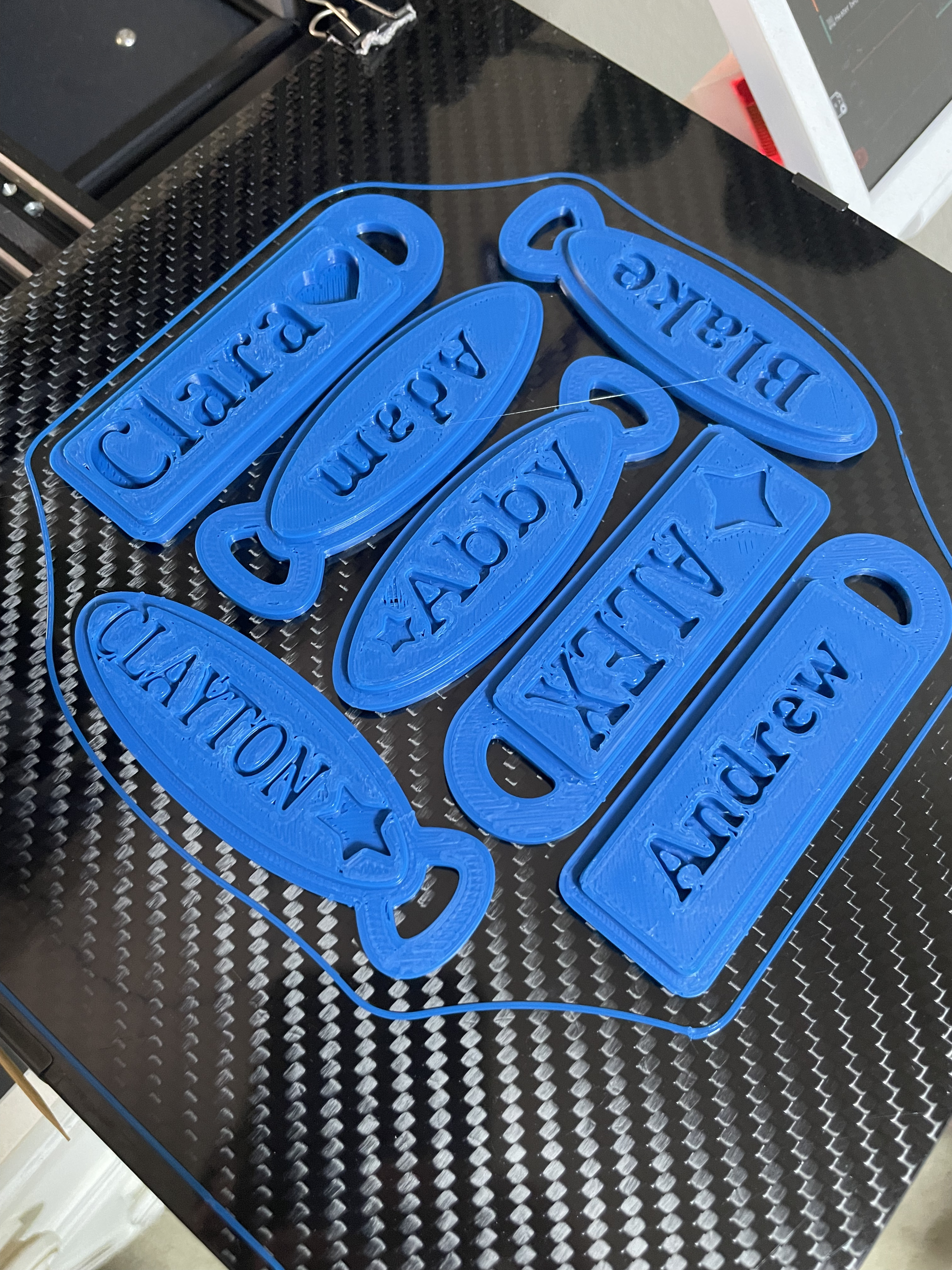 Freshly printed custom keychains